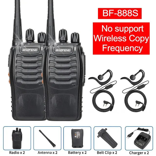 1/2 Unidades Baofeng BF 888S Walkie Talkie UHF 400-470MHz 888S Rádio Transceptor de Longo Alcance para Caça e Hotéis