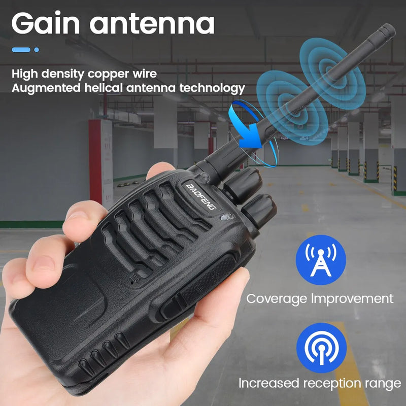 1/2 Unidades Baofeng BF 888S Walkie Talkie UHF 400-470MHz 888S Rádio Transceptor de Longo Alcance para Caça e Hotéis