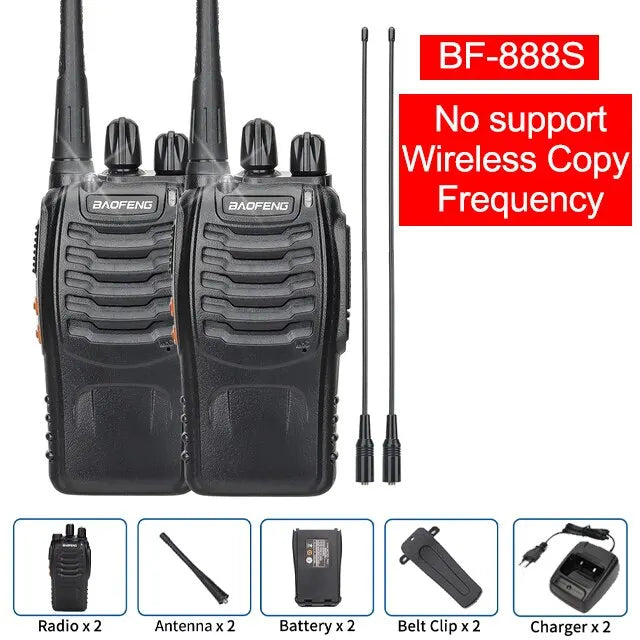 1/2 Unidades Baofeng BF 888S Walkie Talkie UHF 400-470MHz 888S Rádio Transceptor de Longo Alcance para Caça e Hotéis